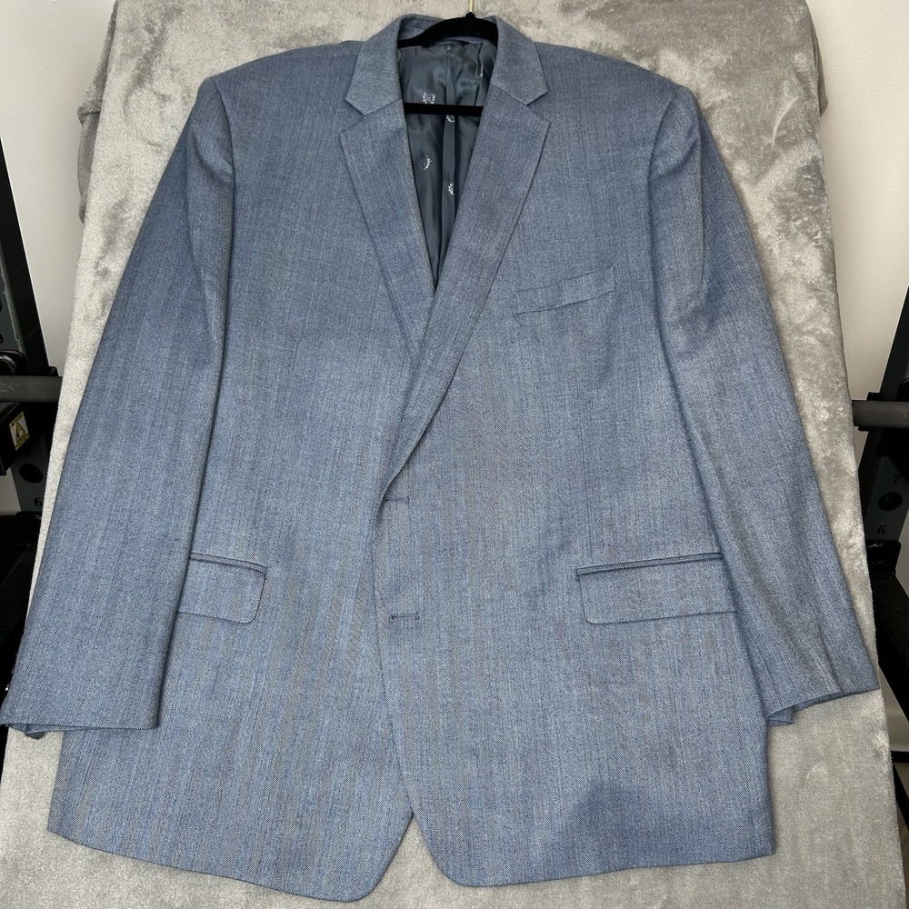 Ralph Ralph Lauren Suit Men's Blue Silk Wool 2 Buttons Blazer Jacket Size 52L
